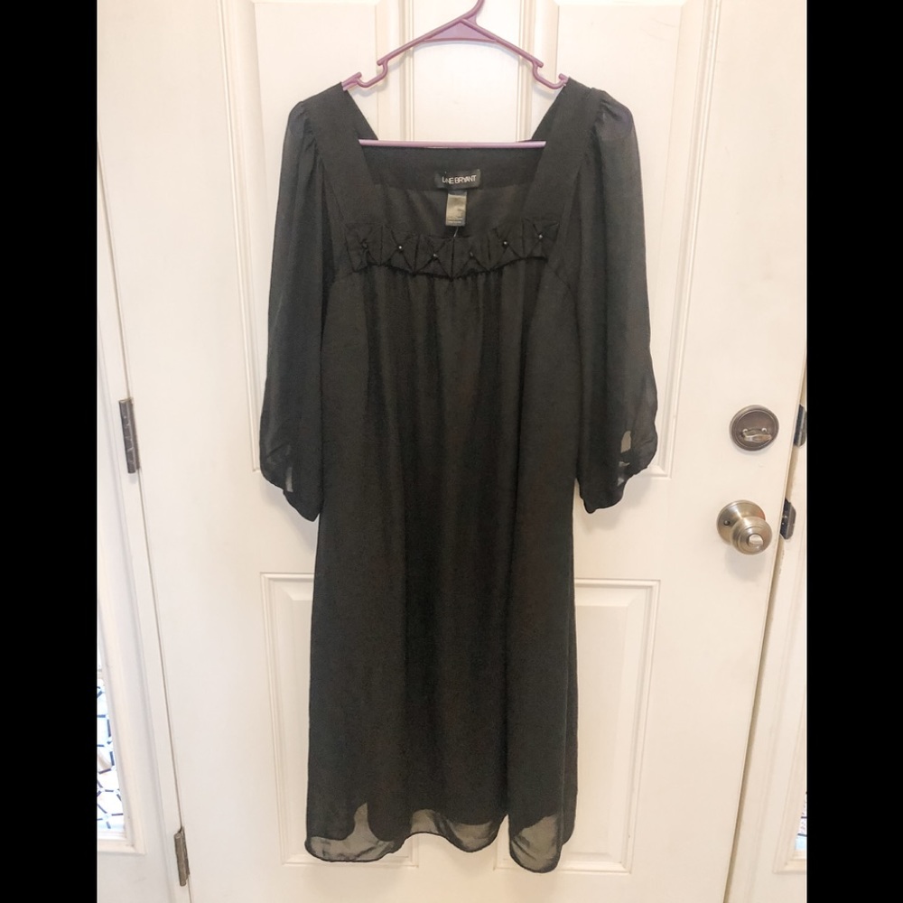 Lane Bryant Black Dress with Sheer Sleeves